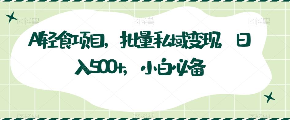 AI轻食项目，批量私域变现，日入500+，小白必备-搞钱日记
