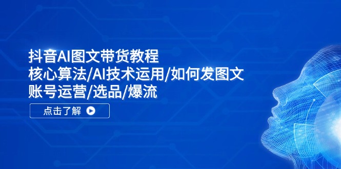 抖音AI图文带货教程：核心算法/AI技术运用/如何发图文/账号运营/选品/爆流-搞钱日记