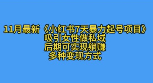 K总部落11月最新小红书7天暴力起号项目，吸引女性做私域【揭秘】-搞钱日记