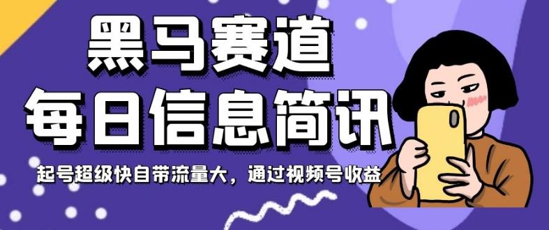 黑马赛道每日信息简讯，起号超级快自带流量大，通过视频号收益【揭秘】-搞钱日记
