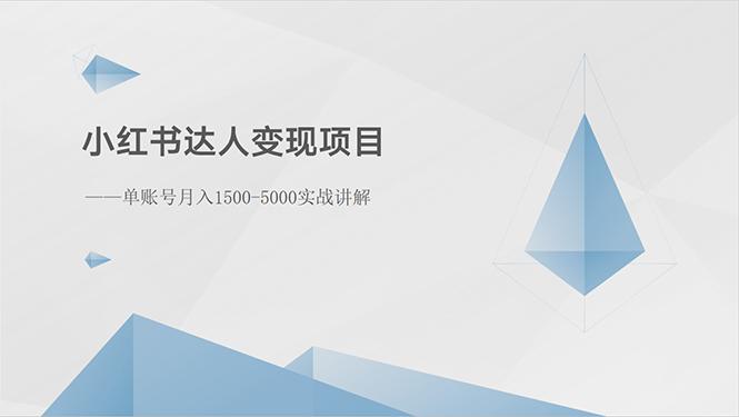 小红书达人变现项目：单账号月入1500-3000实战讲解-搞钱日记