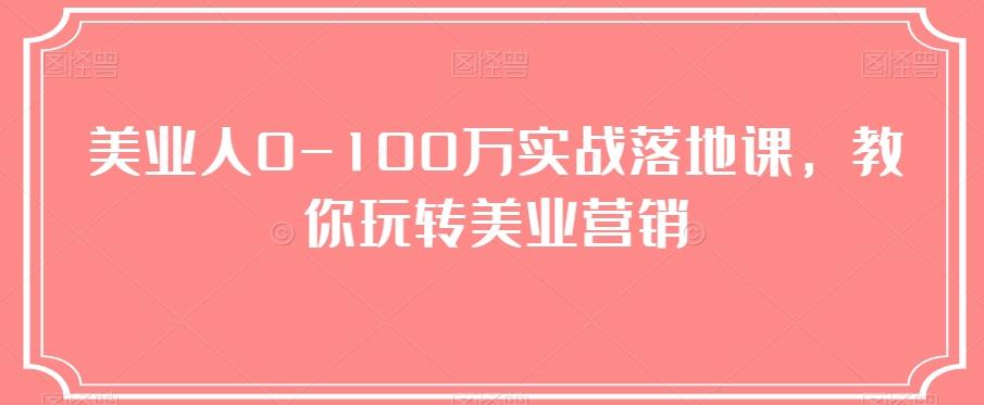 美业人0-100万实战落地课，教你玩转美业营销-搞钱日记