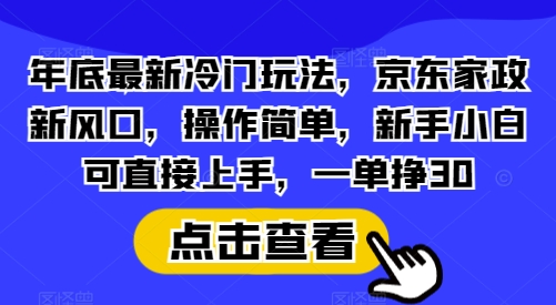 年底最新冷门玩法，京东家政新风口，操作简单，新手小白可直接上手，一单挣30【揭秘】-搞钱日记
