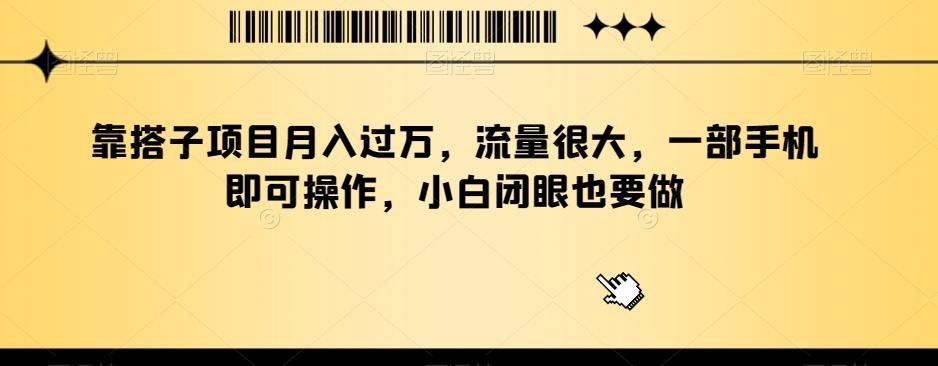 靠搭子项目月入过万，流量很大，一部手机即可操作，小白闭眼也要做-搞钱日记