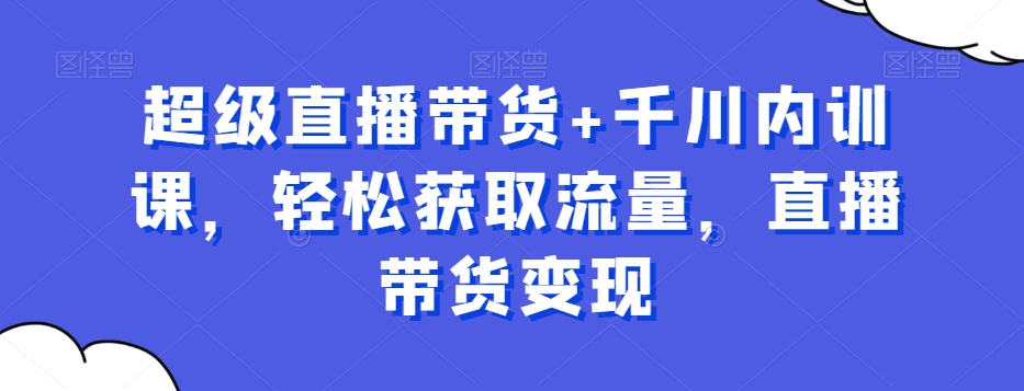 超级直播带货+千川内训课，轻松获取流量，直播带货变现-搞钱日记