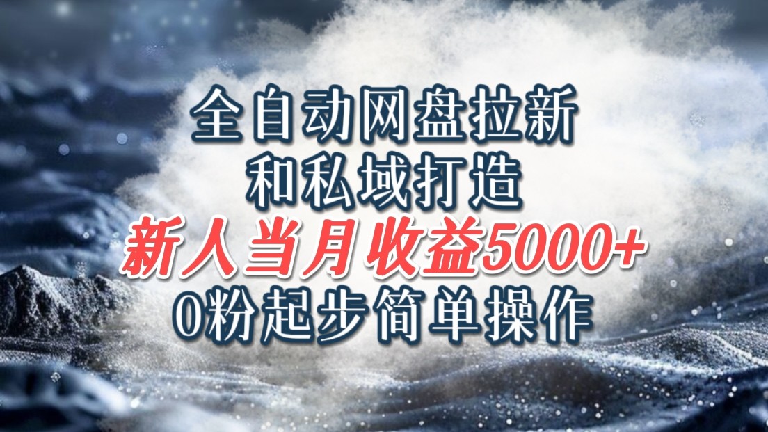 全自动网盘拉新和私域打造，0粉起步简单操作，新人入门当月收益5000以上-搞钱日记
