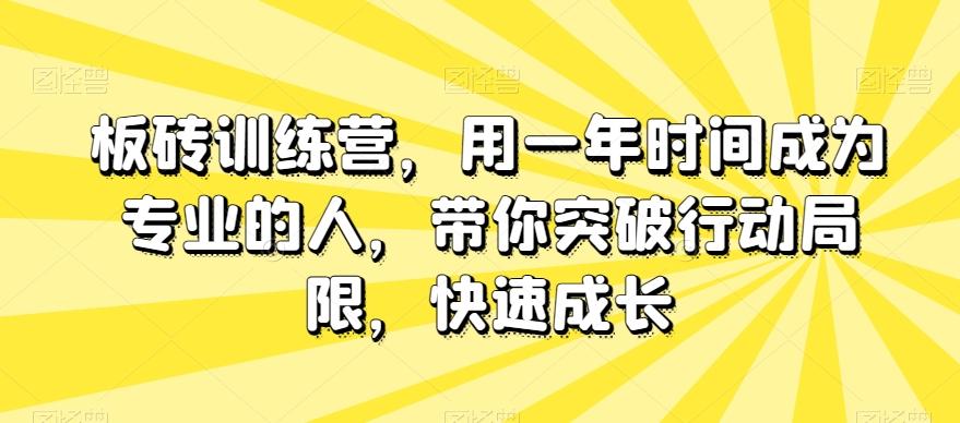 板砖训练营，用一年时间成为专业的人，带你突破行动局限，快速成长-搞钱日记