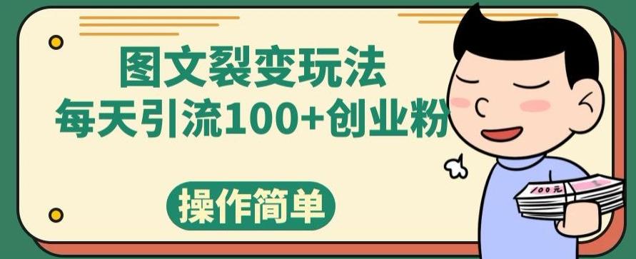 图文裂变玩法，每天引流100+创业粉，操作简单-搞钱日记