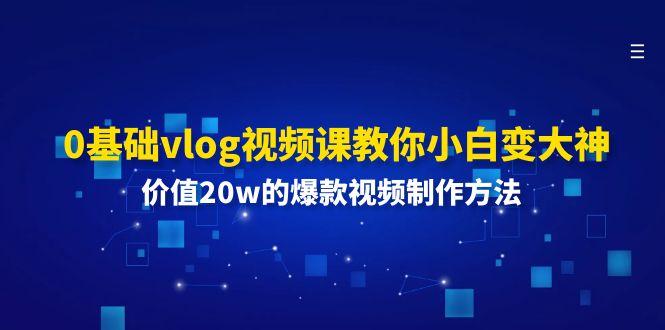 0基础vlog视频课教你小白变大神:价值20w的爆款视频制作方法-搞钱日记