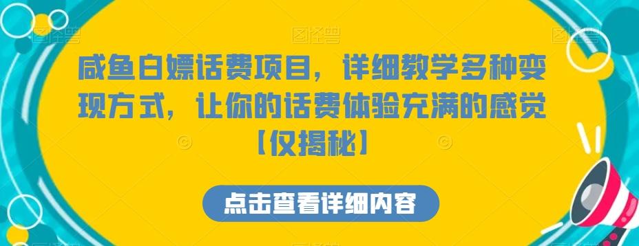 咸鱼白嫖话费项目，详细教学多种变现方式，让你的话费体验充满的感觉【仅揭秘】-搞钱日记