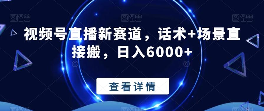 视频号直播新赛道，话术+场景直接搬，日入6000+-搞钱日记