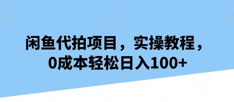 闲鱼代拍项目，实操教程，0成本轻松日入100+-搞钱日记