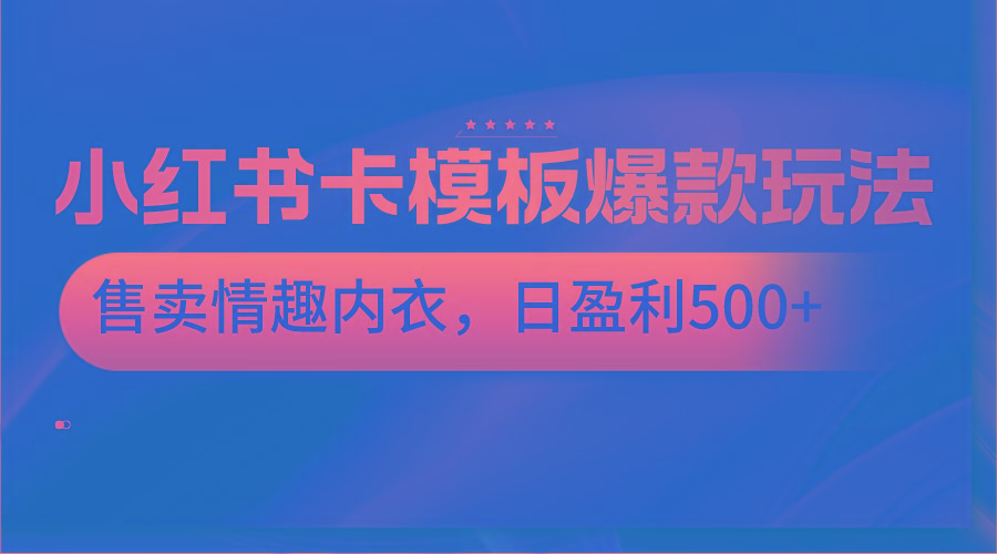 小红书卡模板爆款玩法，售卖情趣内衣，日盈利500+-搞钱日记