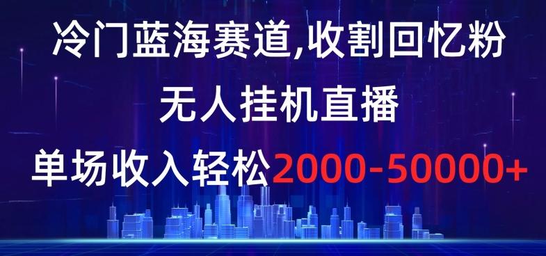 冷门蓝海赛道，收割回忆粉，无人挂机直播，单场收入轻松2000-5w+【揭秘】-搞钱日记