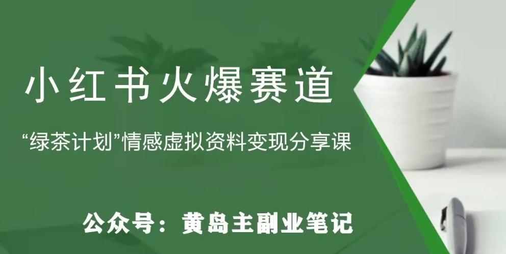 黄岛主·小红书绿茶计划情感虚拟资料变现项目，花我598买来拆解出来给你-搞钱日记