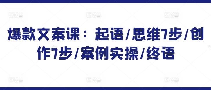 爆款文案课：起语/思维7步/创作7步/案例实操/终语-搞钱日记