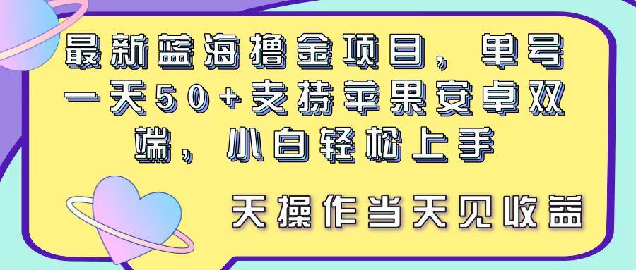 最新蓝海撸金项目，单号一天50+， 支持苹果安卓双端，小白轻松上手 当…-搞钱日记