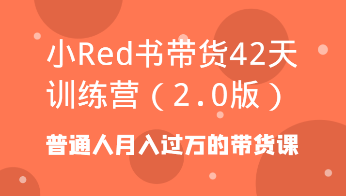 小Red书带货42天训练营(2.0版)普通人月入过万的带货课-搞钱日记