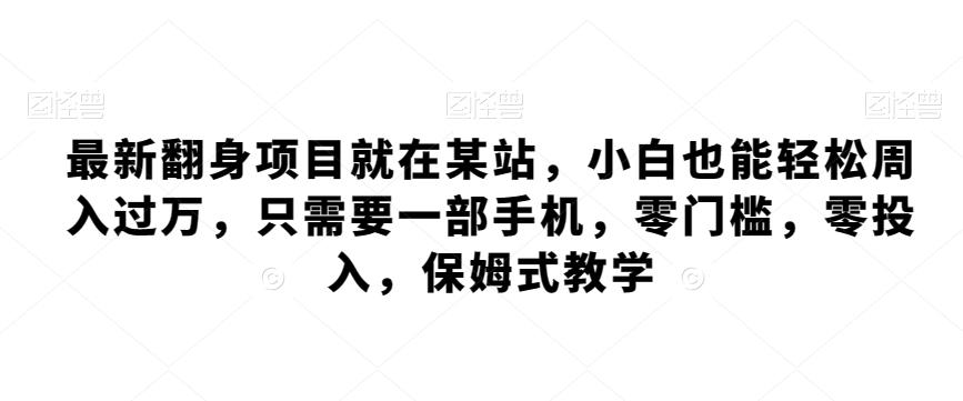最新翻身项目就在某站，小白也能轻松周入过万，只需要一部手机，零门槛，零投入，保姆式教学-搞钱日记