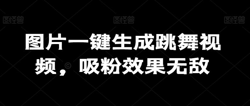 图片一键生成跳舞视频，吸粉效果无敌-搞钱日记