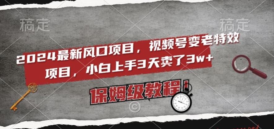 2024最新风口项目，视频号变老特效项目，电脑小白上手3天卖了3w+，保姆级教程【揭秘】-搞钱日记