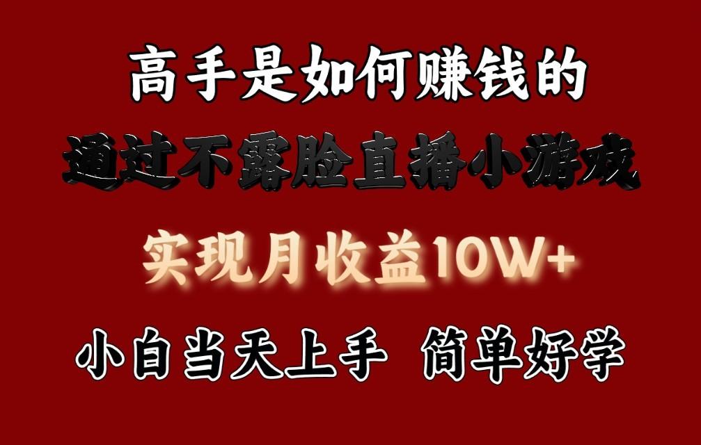 每天收益3800+，来看高手是怎么赚钱的，新玩法不露脸直播小游戏，小白当天上手-搞钱日记