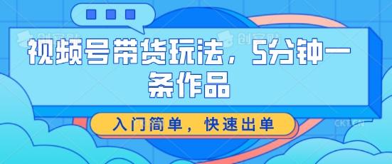 视频号带货玩法，5分钟一条作品，入门简单，快速出单【揭秘】-搞钱日记