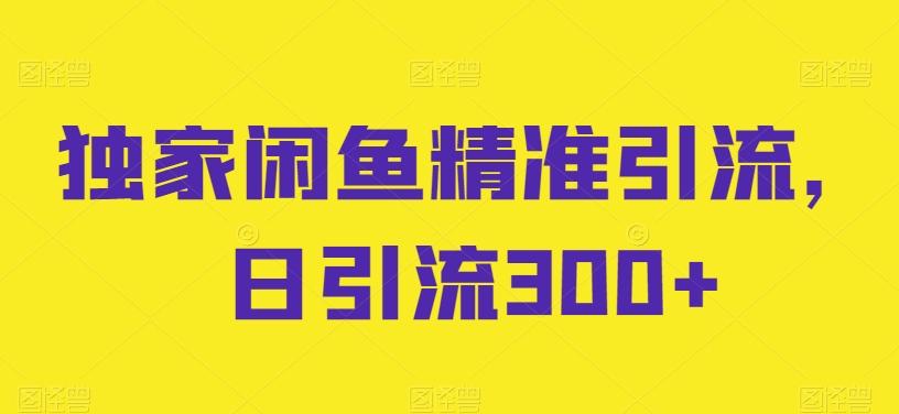 独家闲鱼精准引流，日引流300+【揭秘】-搞钱日记
