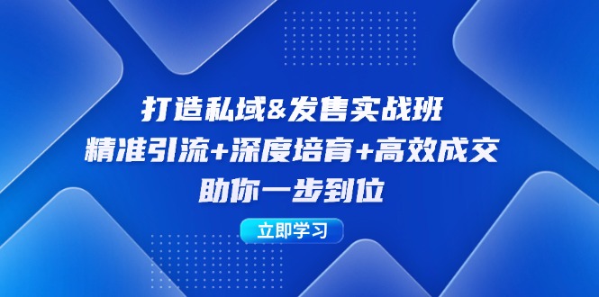 打造私域&发售实操班：精准引流+深度培育+高效成交，助你一步到位-搞钱日记