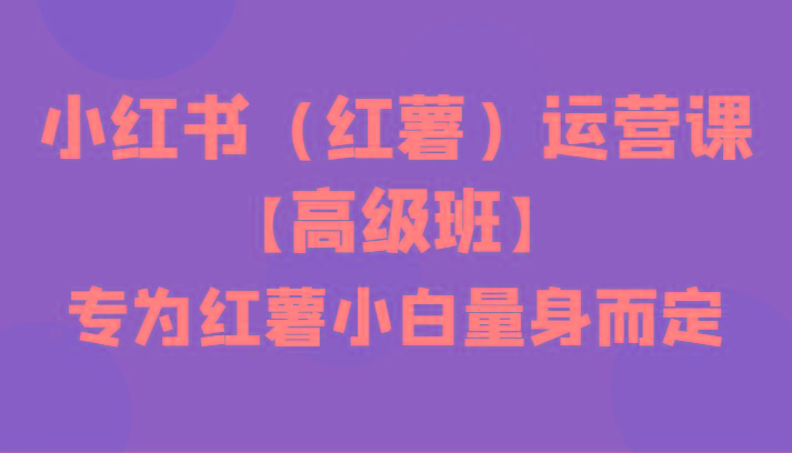 小红书(红薯)运营课【高级班】，专为红薯小白量身而定(42节课)-搞钱日记