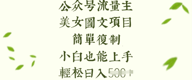 流量主长期收益项目，美女图片简单复制，小白也能上手，轻松日入5张-搞钱日记