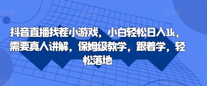 抖音直播找茬小游戏，小白轻松日入1k，需要真人讲解，保姆级教学，跟着学，轻松落地【揭秘】-搞钱日记