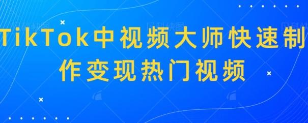TikTok中视频大师快速制作变现热门视频-搞钱日记