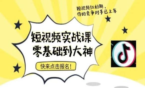 短视频零基础落地实操训练营，短视频实战课零基础到大神-搞钱日记
