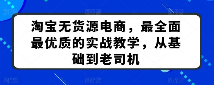 淘宝无货源电商，最全面最优质的实战教学，从基础到老司机-搞钱日记