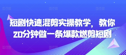 短剧快速混剪实操教学，教你20分钟做一条爆款燃剪短剧-搞钱日记