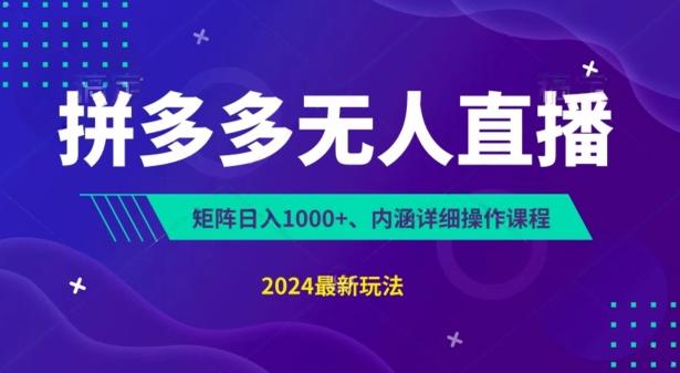 拼多多无人直播不封号，0投入，3天必起，无脑挂机，日入1k+【揭秘】-搞钱日记