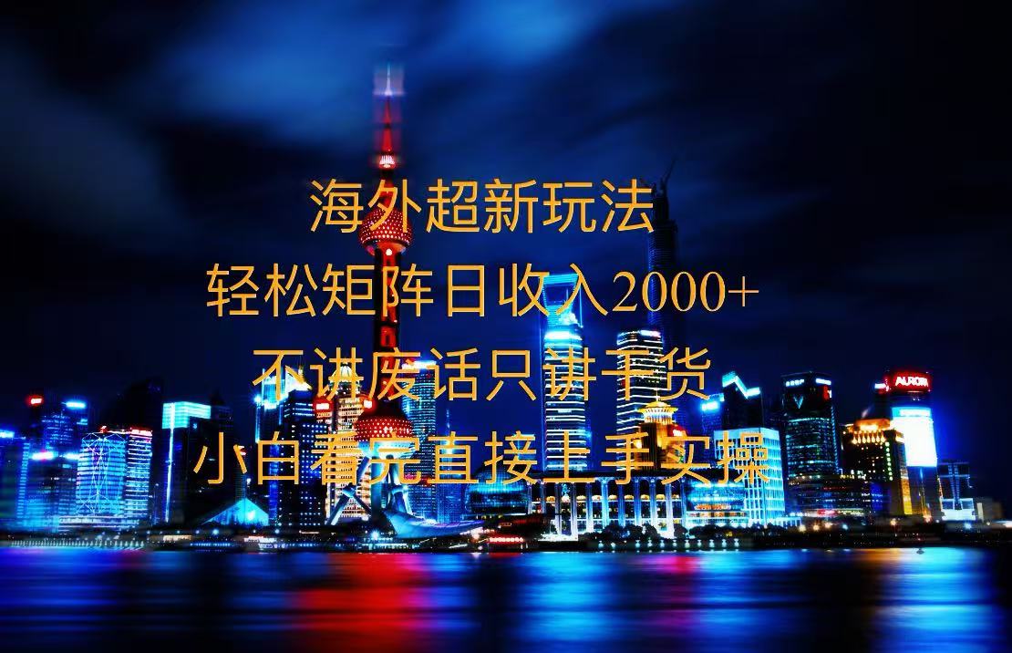 2025全新海外暴力玩法，操作简单，小白轻松上手-搞钱日记
