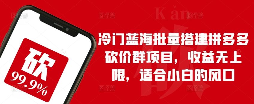 冷门蓝海批量搭建拼多多砍价群项目，收益无上限，适合小白的风口【揭秘】-搞钱日记