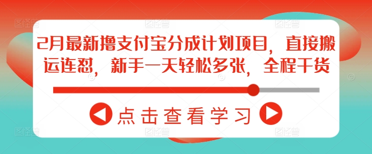 2月最新撸支付宝分成计划项目，直接搬运连怼，新手一天轻松多张，全程干货-搞钱日记