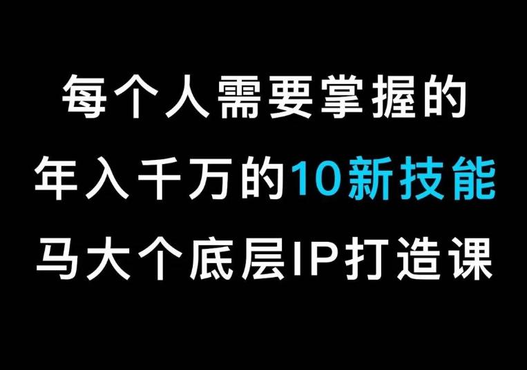 马大个的IP底层逻辑课，​每个人需要掌握的年入千万的10新技能，约会底层IP打造方法！-搞钱日记