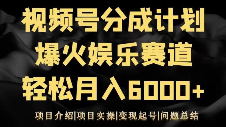 视频号创作分成计划之娱乐赛道轻松日入500+-搞钱日记