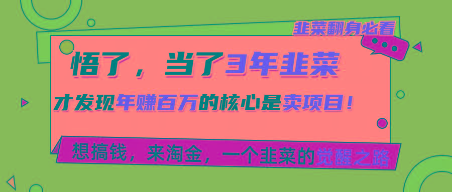 悟了，当了3年韭菜，才发现网赚圈年赚100万的核心是卖项目，含泪分享！-搞钱日记