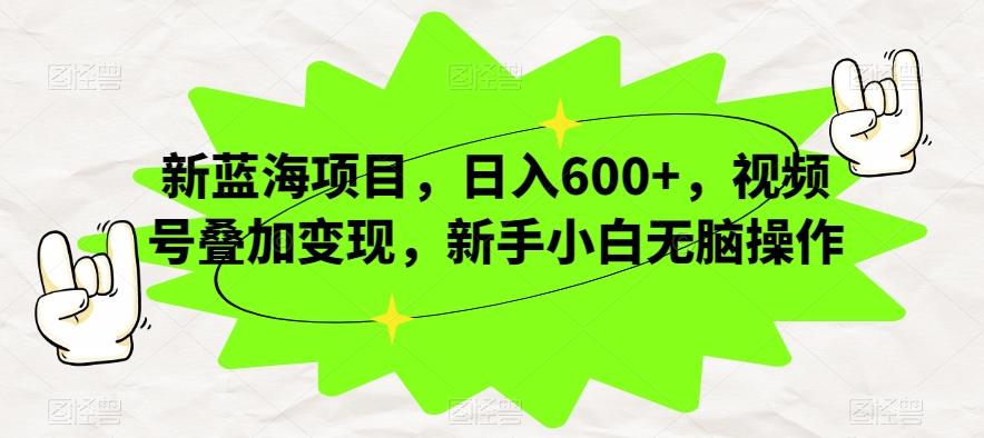 新蓝海项目，日入600+，视频号叠加变现，新手小白无脑操作【揭秘】-搞钱日记