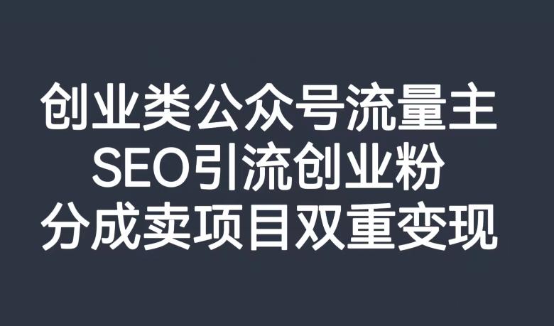 创业类公众号流量主，SEO引流创业粉，分成卖项目双重变现【揭秘】-搞钱日记