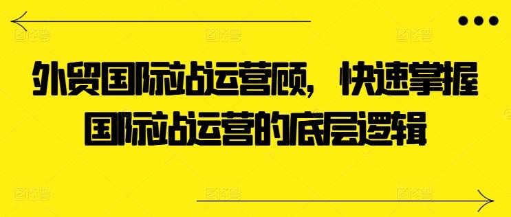 外贸国际站运营顾问，快速掌握国际站运营的底层逻辑-搞钱日记