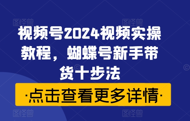 视频号2024视频实操教程，蝴蝶号新手带货十步法-搞钱日记