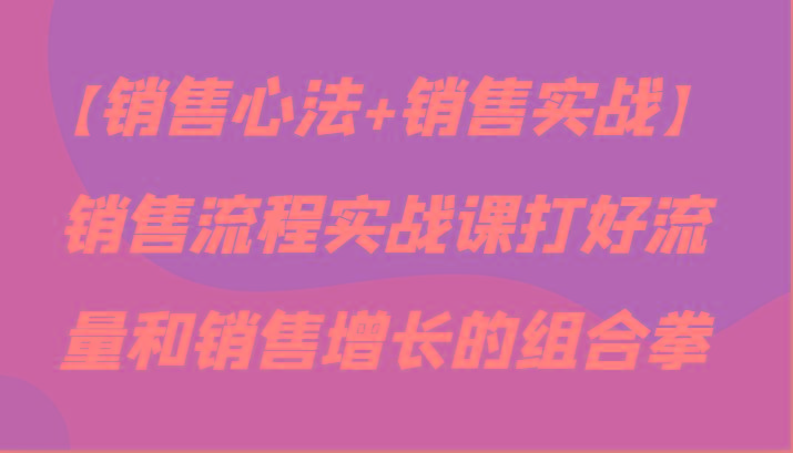【销售心法+销售实战】销售流程实战课打好流量和销售增长的组合拳-搞钱日记
