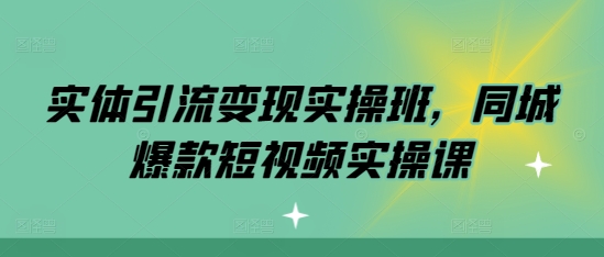 实体引流变现实操班，同城爆款短视频实操课-搞钱日记