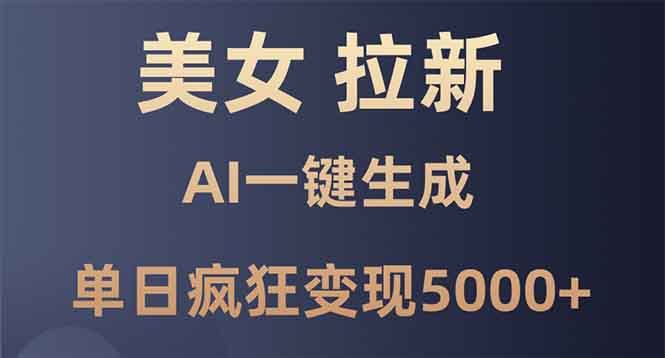 美女暴力拉新，通过AI一键生成，单日疯狂变现5000+，纯小白一学就会！-搞钱日记